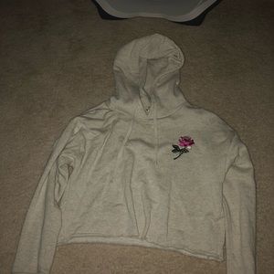 beige with flower sweater crop top